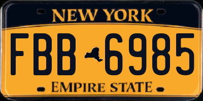 NY license plate FBB6985