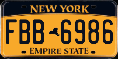NY license plate FBB6986