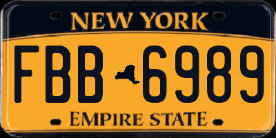 NY license plate FBB6989
