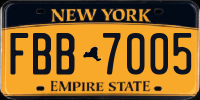 NY license plate FBB7005