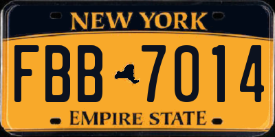 NY license plate FBB7014
