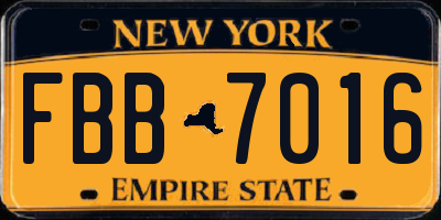 NY license plate FBB7016