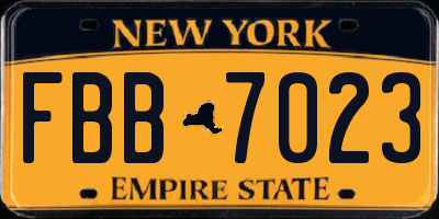 NY license plate FBB7023