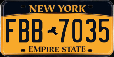 NY license plate FBB7035