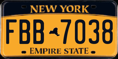 NY license plate FBB7038