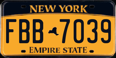 NY license plate FBB7039