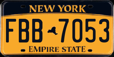 NY license plate FBB7053