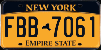 NY license plate FBB7061
