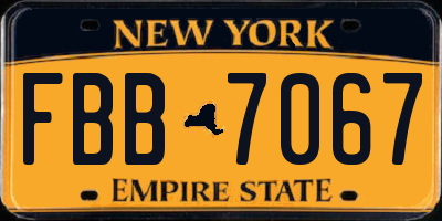 NY license plate FBB7067