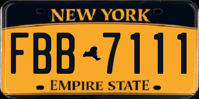 NY license plate FBB7111