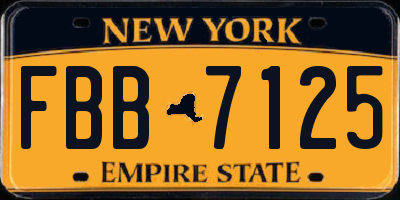 NY license plate FBB7125