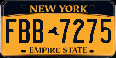 NY license plate FBB7275