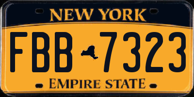 NY license plate FBB7323