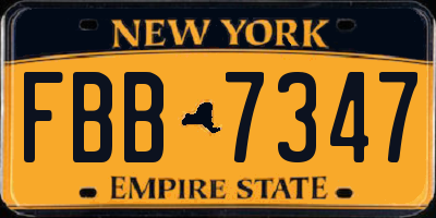NY license plate FBB7347