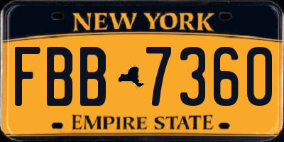 NY license plate FBB7360