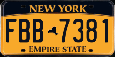 NY license plate FBB7381