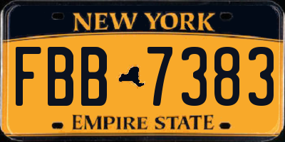 NY license plate FBB7383