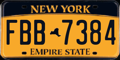 NY license plate FBB7384