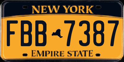 NY license plate FBB7387