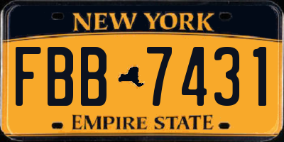 NY license plate FBB7431