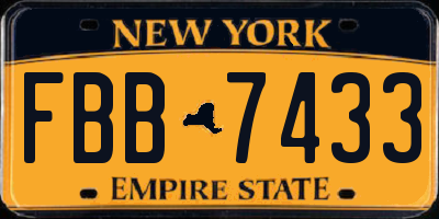 NY license plate FBB7433