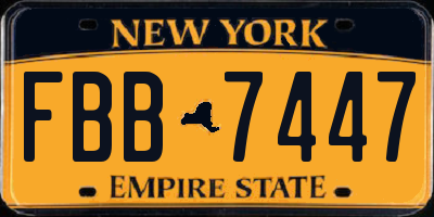 NY license plate FBB7447