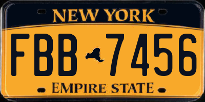 NY license plate FBB7456