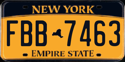 NY license plate FBB7463