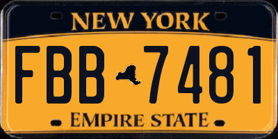 NY license plate FBB7481