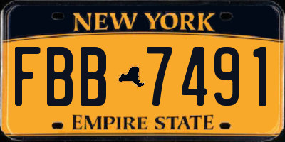 NY license plate FBB7491