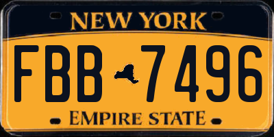 NY license plate FBB7496