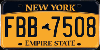 NY license plate FBB7508