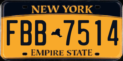NY license plate FBB7514
