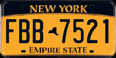 NY license plate FBB7521