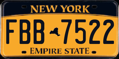 NY license plate FBB7522