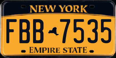 NY license plate FBB7535