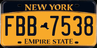 NY license plate FBB7538