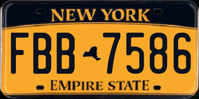 NY license plate FBB7586