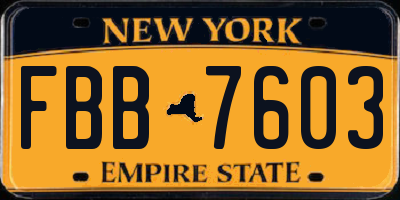 NY license plate FBB7603