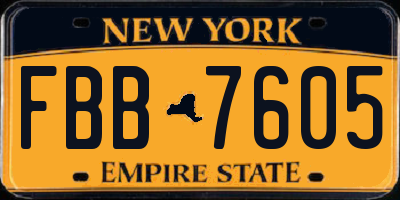 NY license plate FBB7605