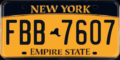 NY license plate FBB7607