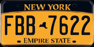 NY license plate FBB7622