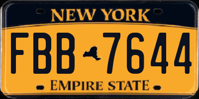 NY license plate FBB7644