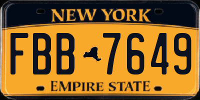 NY license plate FBB7649