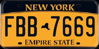 NY license plate FBB7669