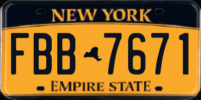 NY license plate FBB7671