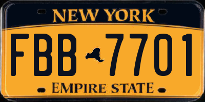 NY license plate FBB7701