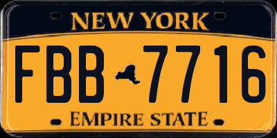 NY license plate FBB7716