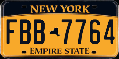 NY license plate FBB7764