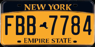 NY license plate FBB7784